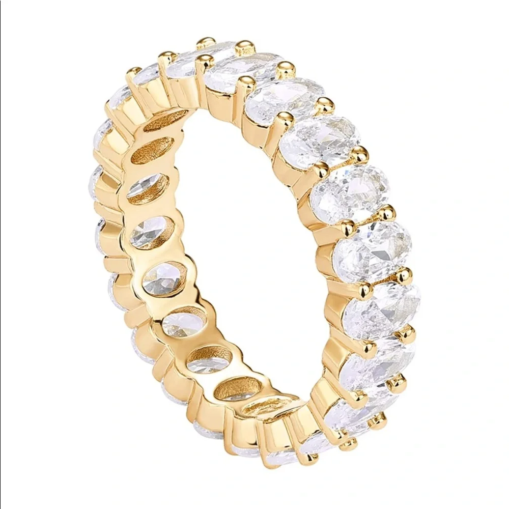 Gold Round Stone Stackable Ring - Picture 1 of 1